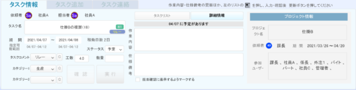 予定リストタスク情報タブ